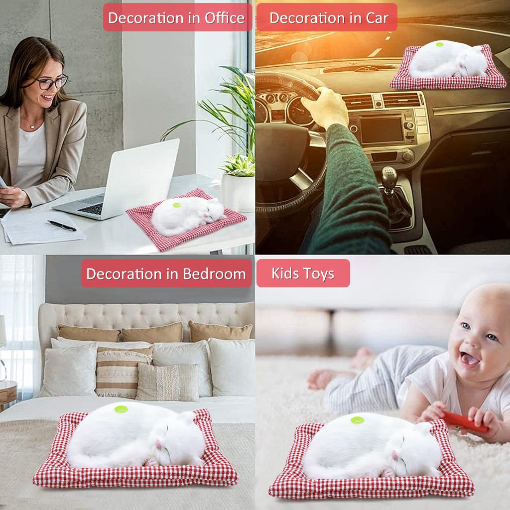 PATPAT Sleeping Cat Toy, Car Soft Toys, Stuffed Toys Cute Simulation Doll Collection Stuffed Puppy Animals Toy with Mat, Kid Toy for Vehicle, White (25*20cm PATPAT Sleeping Cat Toy, Car Soft Toys, Stuffed Toys Cute Simulation Doll Collection Stuffed Puppy Animals Toy with Mat, Kid Toy for Vehicle, White (25*20cm